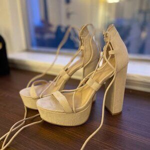 Chic Lace-Up Crisscross Open Toe Platform Heels
